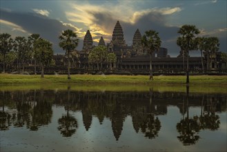 Beautiful sunrise with colorful sky at Angkor Wat Temple City, a world heritage site, a temple