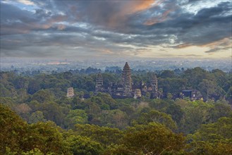 Beautiful sunset with colorful sky at Angkor Wat Temple City, a world heritage site, a temple