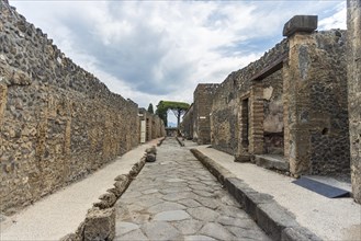 Panorama of abandoned street in Pompeii