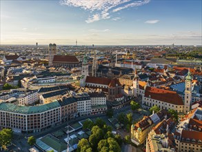 The skyline of Munich with its main landmarks in the city center