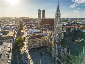 The skyline of Munich with its main landmarks in the city center