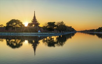 The old corner bastion with a tower in the citadel of the Old City. Mandalay, Myanmar, Asia