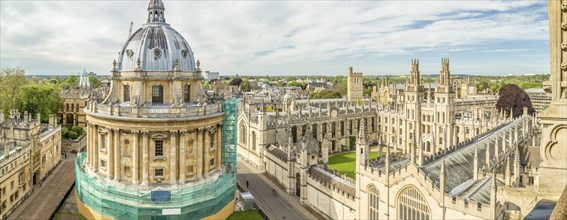 Panoramic aerial view of All Souls College, Oxford University, Oxford in a beautiful summer day,