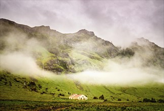 Fog on the mountains of South Iceland