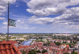 Vane at the side and view over the old town of Gdansk