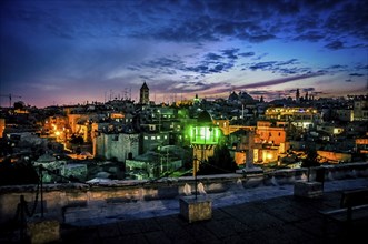 The arabic old town of Jerusalem after sunset