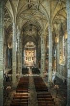 Church inside the Jeronimus Monastery with dramatic light