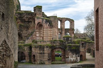 Imperial Baths in the roman city of Trier, ancient ruin Kaiserthermen, Moselle valley, Rhineland