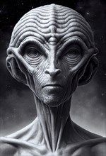 Portrait of an alien, science fiction of extraterrestrial invasion, visit of the greys, conspiracy