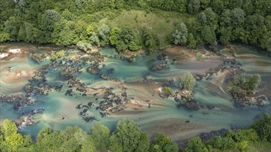 Aerial view, Una River, Bosnia and Herzegovina, Europe