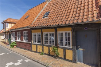 Faborg, Faaborg, picturesque old town with colourful houses, half-timbered houses, low gabled