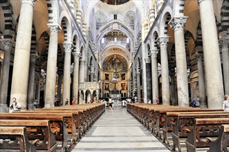 Interior, Cathedral of Santa Maria Assunta, Pisa, Tuscany, Italy, Europe, Interior of a Gothic