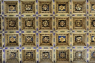 Casette ceiling in the nave, Cathedral of Santa Maria Assunta, Pisa, Tuscany, Italy, Europe,