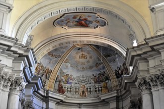 Montepulciano, Val d'Orcia, Province of Siena, Tuscany, Italy, Europe, An ornate ceiling fresco