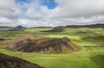 Grabrokarfell Crater (view from Grabrok) in the western region of Iceland