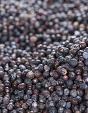 Heap of dried Juniper Berries for use as background image (close-up image)