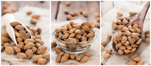 Portion of Whole Almonds (as a collage)