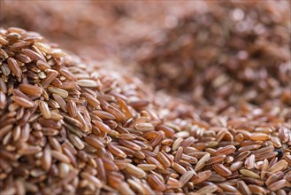 Portion of red Rice as detailed close-up shot for use as background image or as texture