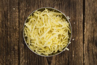 Fresh made Grated Cheese as detailed close-up shot