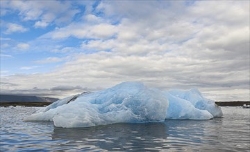 The famous Jokulsarlon Glacier Lagoon in the eastern part of Iceland during a cloudy day