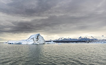 Blue icebergs in the Jokulsarlon Glacier Lagoon Iceland