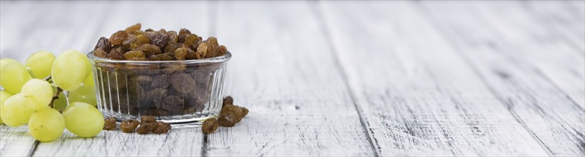 Portion of Raisins as detailed close-up shot, selective focus