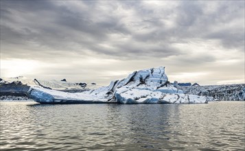 Blue icebergs in the Jokulsarlon Glacier Lagoon Iceland