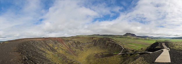 The Grabrok Volcano Crater in the western region of Iceland