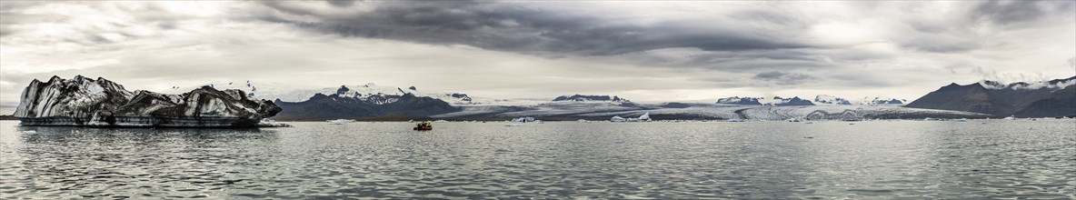 High resolution and detailed panorama shot from the Jokulsarlon Glacier Lagoon Iceland