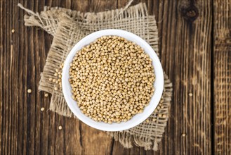 Portion of fresh made Mustard Seeds (close-up shot, selective focus)