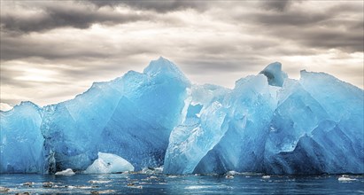 Famous Glacier Lagoon in Jokulsarlon Iceland during sunset