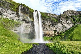 Seljalandsfoss waterfall in the southern part of Iceland during summertime