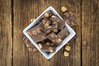 Hazelnut Chocolate as detailed close up shot (selective focus)