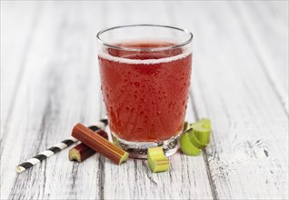 Portion of fresh made Rhubarb Spritzer (close up, selective focus)