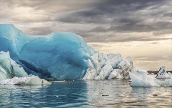 Jokulsarlon Glacier Lagoon in eastern Iceland during sunset