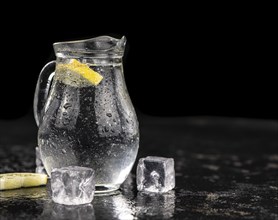 Some chilled sparkling water (detailed close up shot, selective focus)