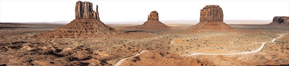 Monument Valley sky replaced by white background