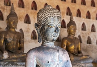 Buddha statue, Wat Si Saket or Sisaket Temple, Vientiane, Laos, Asia