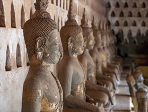 Buddha images, Wat Si Saket or Sisaket Temple, Vientiane, Laos, Asia