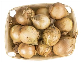 Portion of White Onions as detailed close-up shot isolated on white background