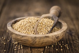 Portion of fresh made Mustard Seeds (close-up shot, selective focus)