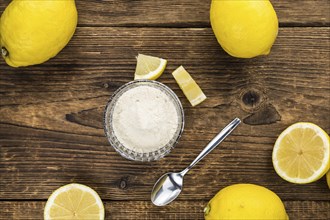 Some healthy Lemon powder (selective focus, close-up shot)