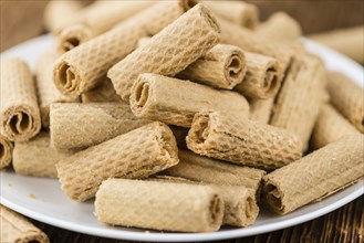 Wafers on a vintage background as detailed close-up shot, selective focus