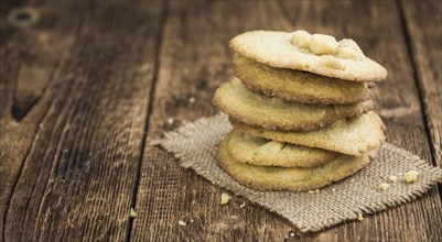 Portion of Macadamia Cookies as detailed close-up shot, selective focus