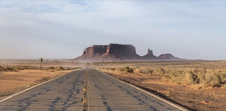 Road in Monument Valley, Arizona, USA at a cloudy day