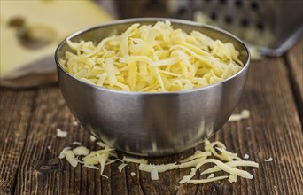 Fresh made Grated Cheese as detailed close-up shot