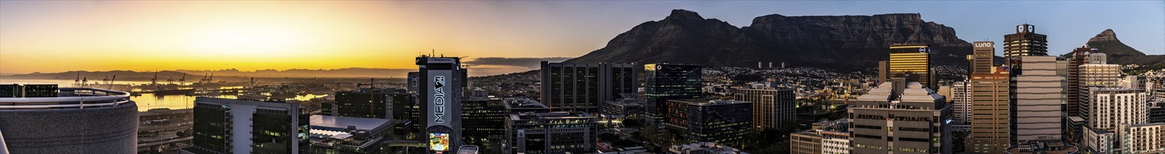 Cape Town, South Africa, at sunrise. View from a skyscraper, Africa
