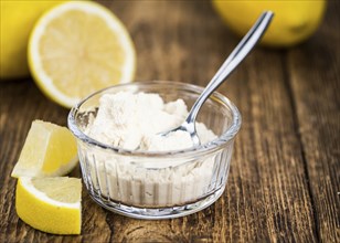 Some healthy Lemon powder (selective focus, close-up shot)