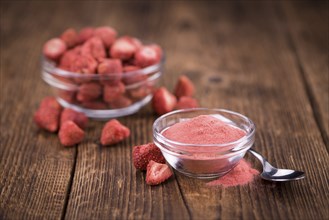 Instant Strawberries on a vintage background as detailed close-up shot, selective focus