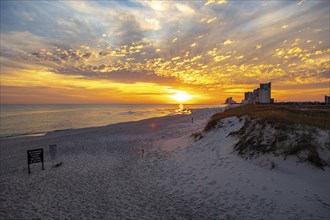 Sunset over the Gulf of Mexico at Gulf Shores, Alabama